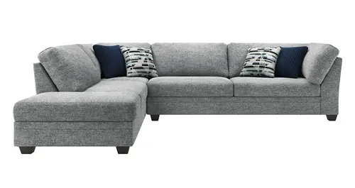 Modern sofa with comfortable chaise lounge in Pensacola showroom